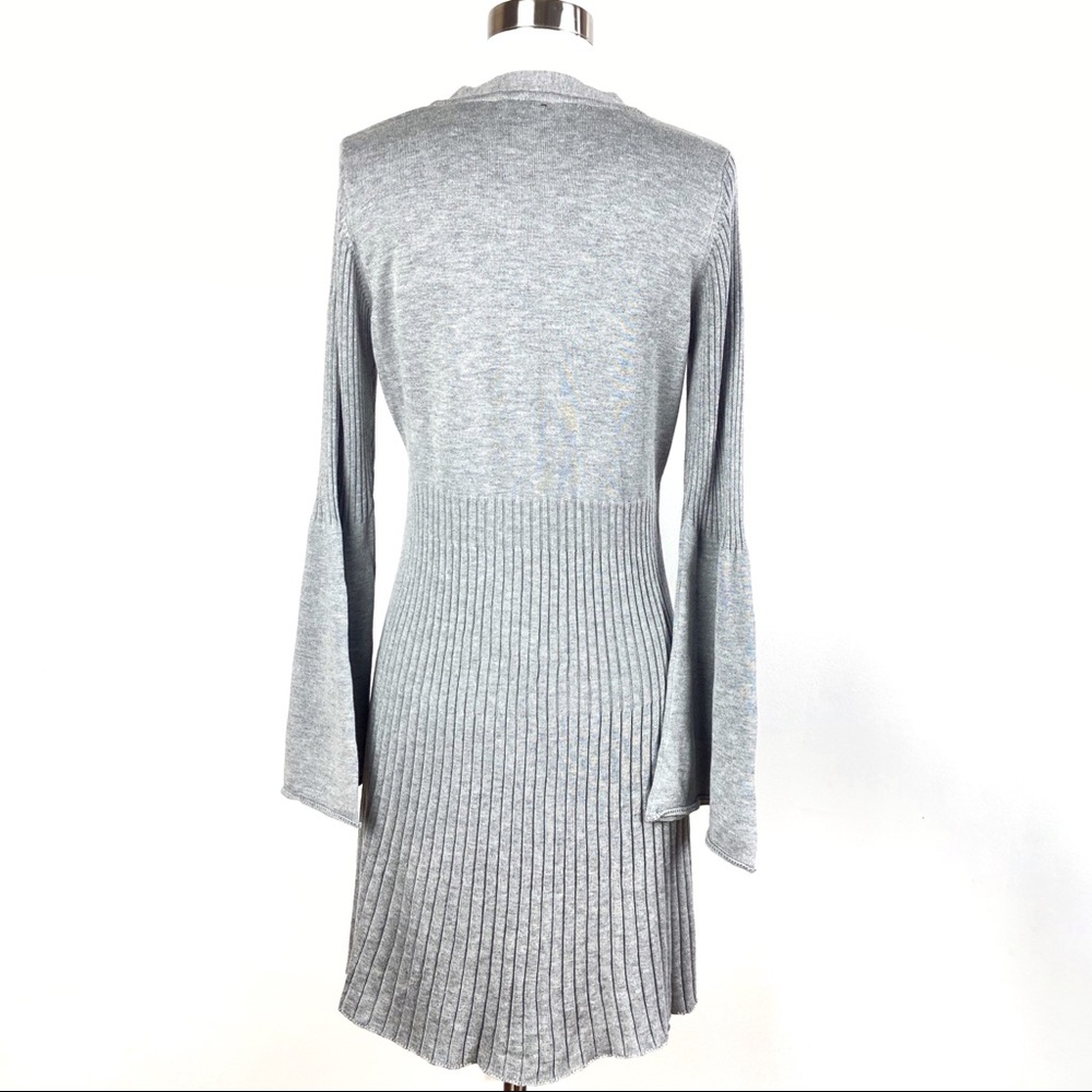 Du Jour Bell Sleeve Cardigan Sweater gray buttons - Picture 2 of 8